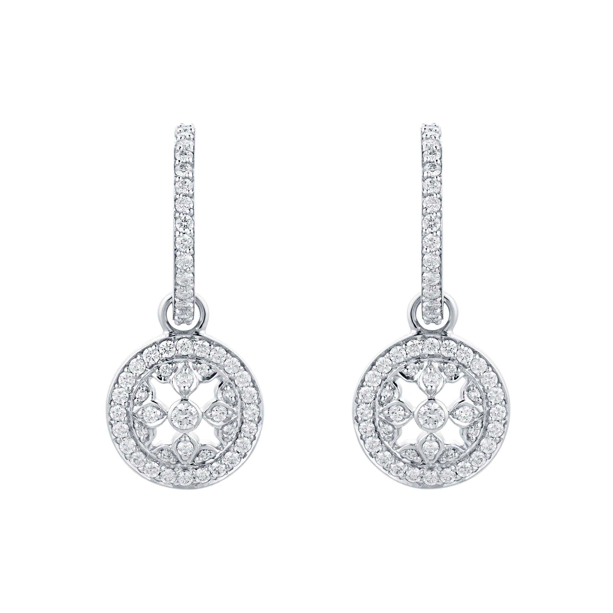 Forever Connected Diamond Hoop Earrings 1/2 ct tw Pear & Round-Cut 10K  White Gold | Kay